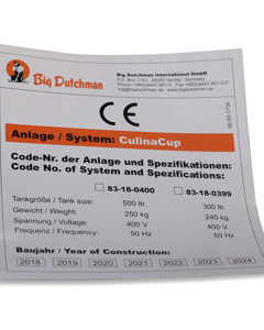 Typenschild D/GB: CulinaCup 300+500L ab 2018